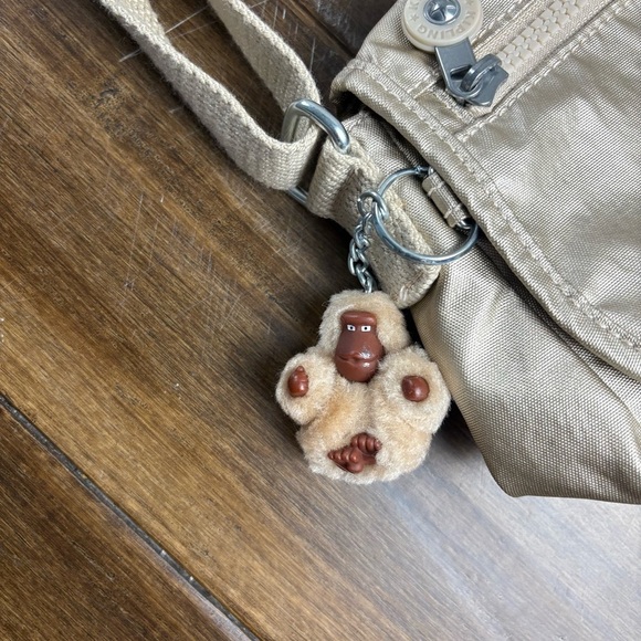Beige Gold Kipling Crossbody Messenger Purse Handbag Bag Gorilla Keychain y2k - Picture 2 of 8
